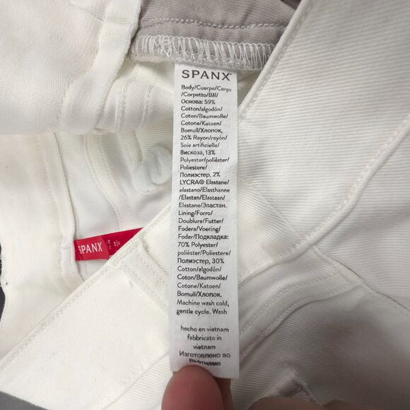 NEW Spanx Stretch Twill Cropped Pant White 70s Boho Wide Leg Shaping Trouser - Picture 7 of 8